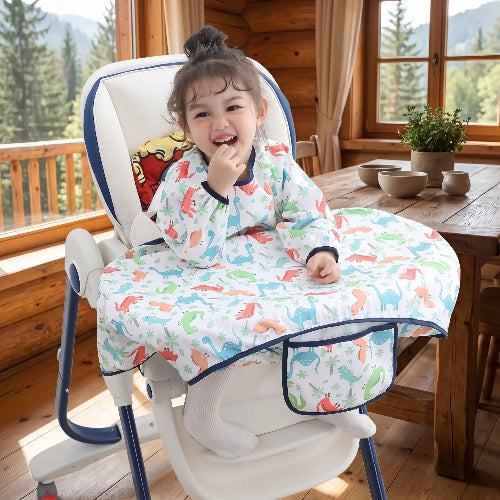Bavoir bébé imperméable manche longue couverture dinosaure 