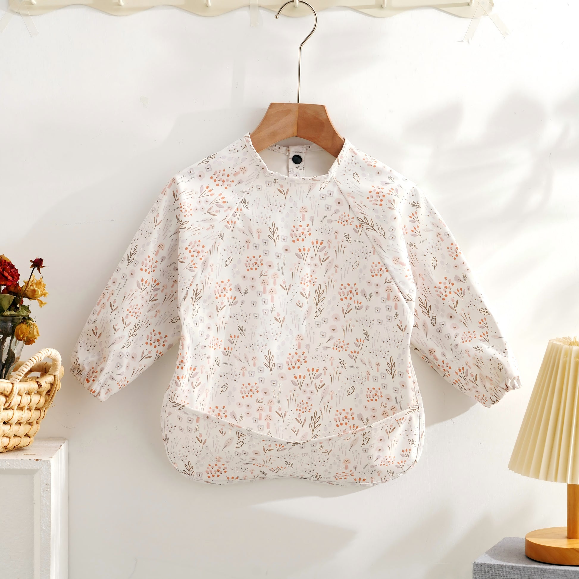Bavoir bébé manche longue imperméable avec fleurs