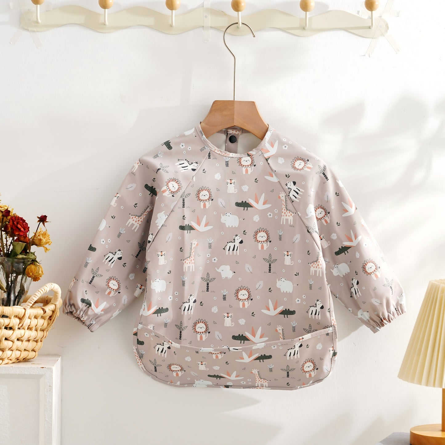 Bavoir bébé manche longue imperméable avec zèbres