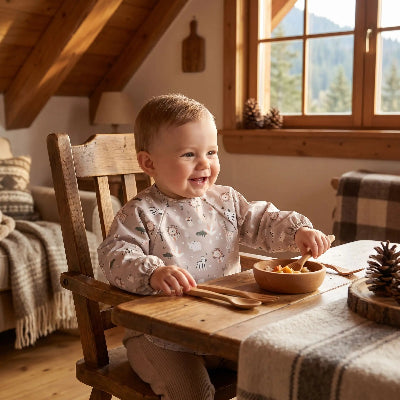 Bavoir bébé manche longue imperméable avec zebres