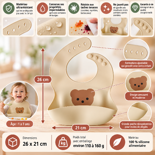 Bavoir bébé ourson dimensions