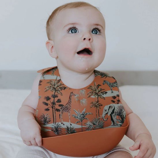 Bavoir bébé ultra-absorbant orange avec palmier