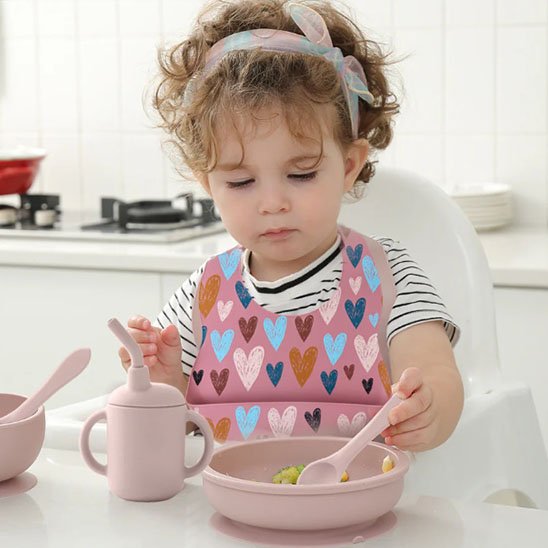 Bavoir bébé ultra absorbant coeur-bleu