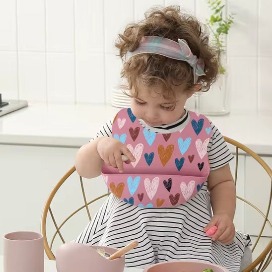 Bavoir bébé ultra absorbant coeur rose