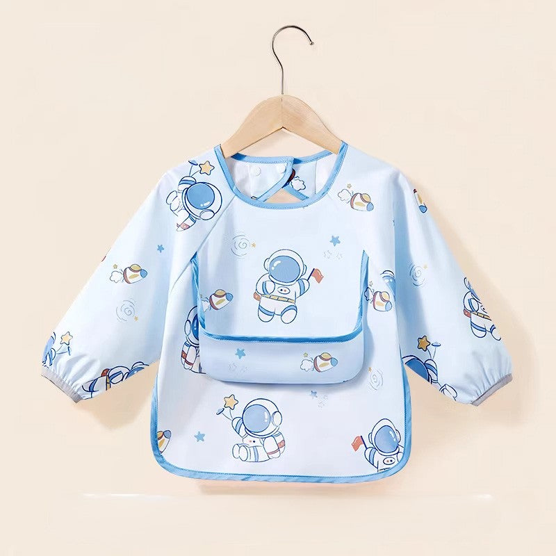 Bavoir manche longue astronaute bleu