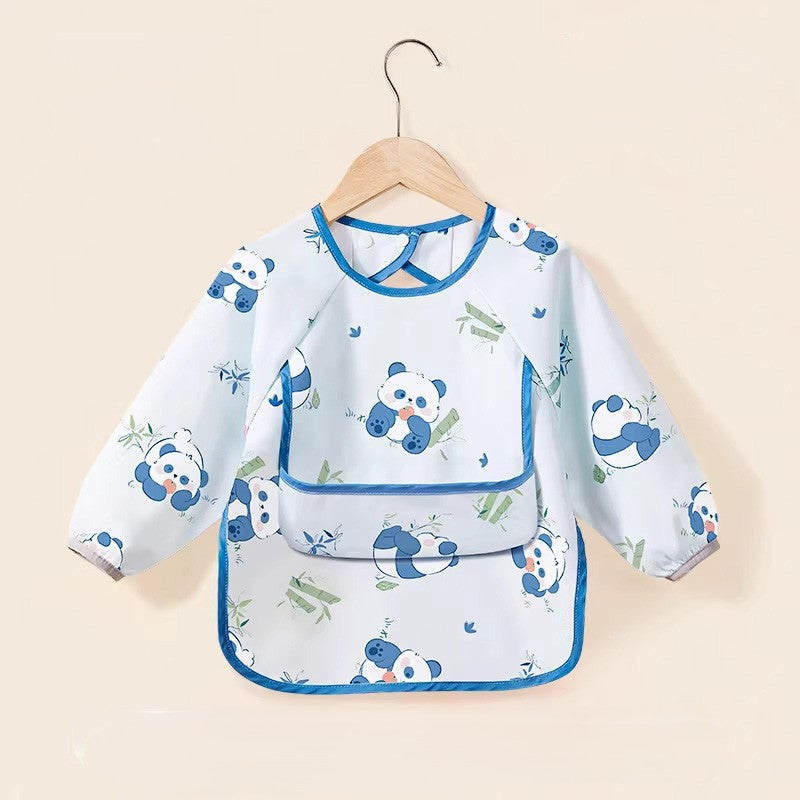 Bavoir manche longue bambou bleu