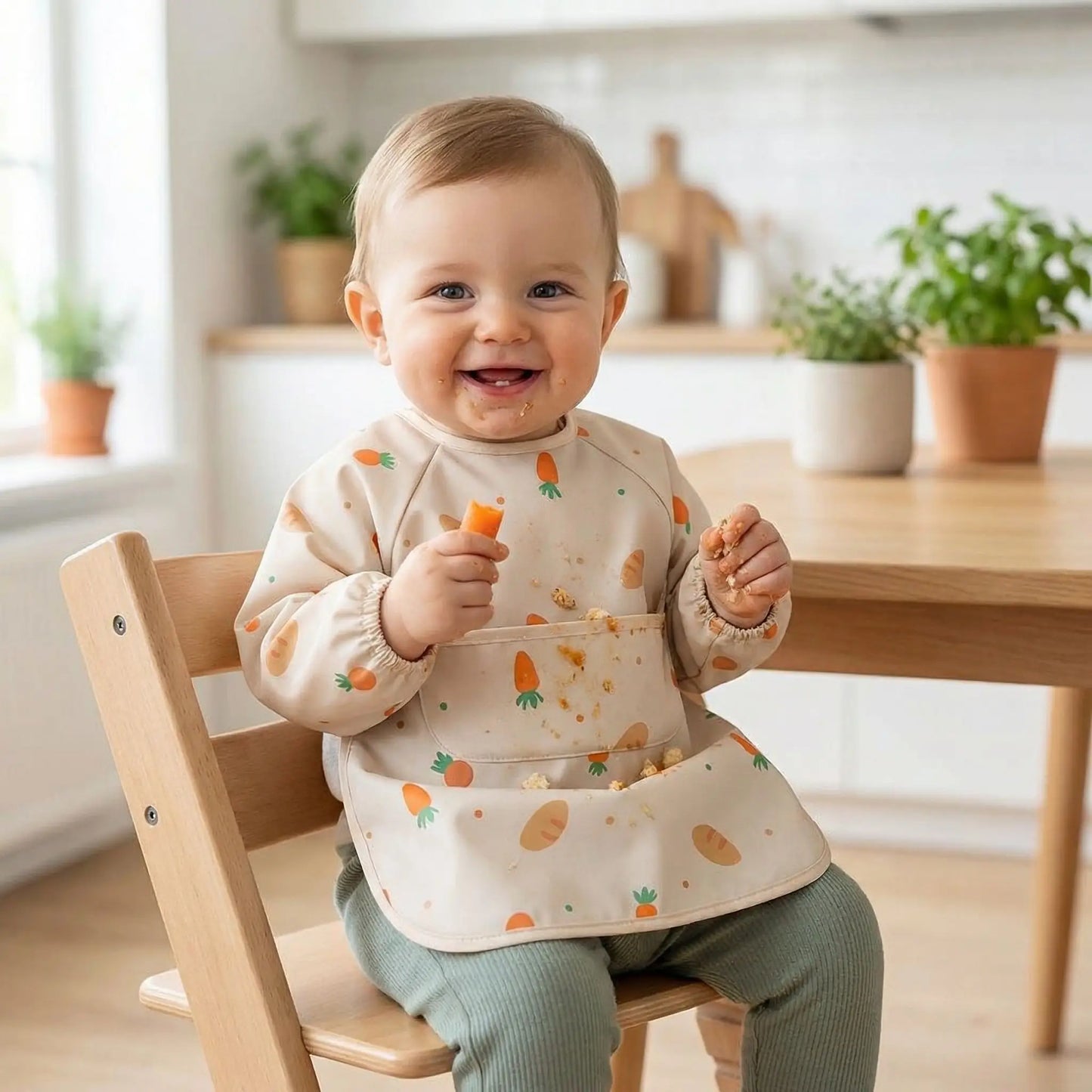 Bavoir manche longue imperémable avec pain