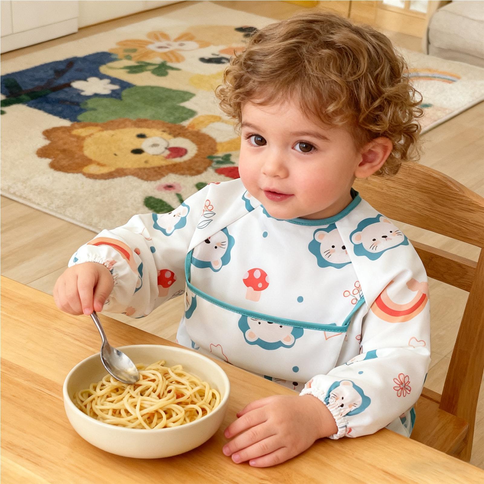 Bavoir manche longue imperméable turquoise