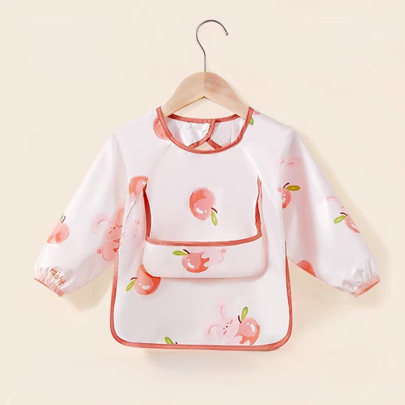 Bavoir manche longue lapin rose