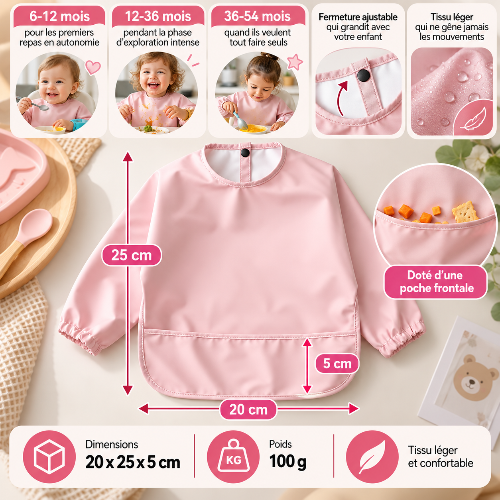 Bavoir rose dimensions