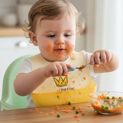 Bavoir silicone couronne jaune