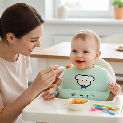 Bavoir silicone imperméable vert