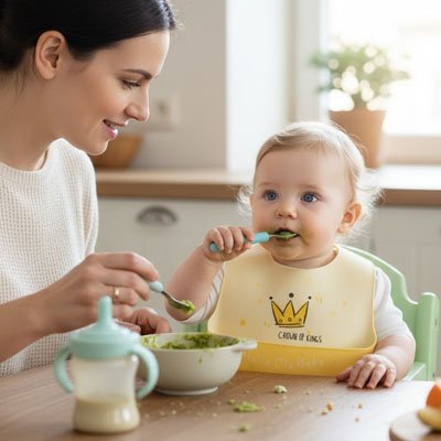 Bavoir silicone jaune avec maman