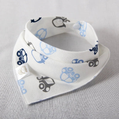 Bavoir bandana coton naturel avec autos