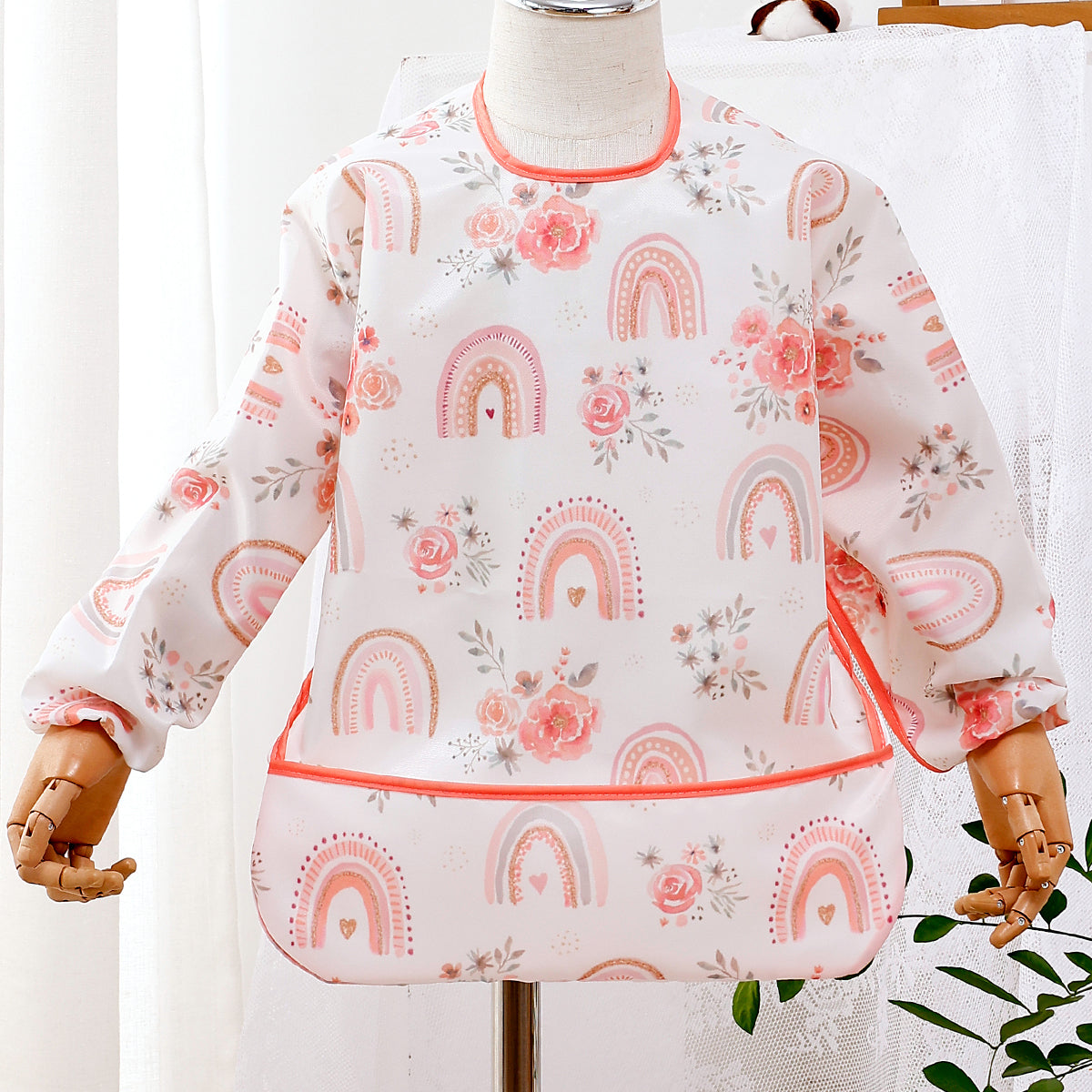 Bavoirs bébé imperméable arc en ciel rose