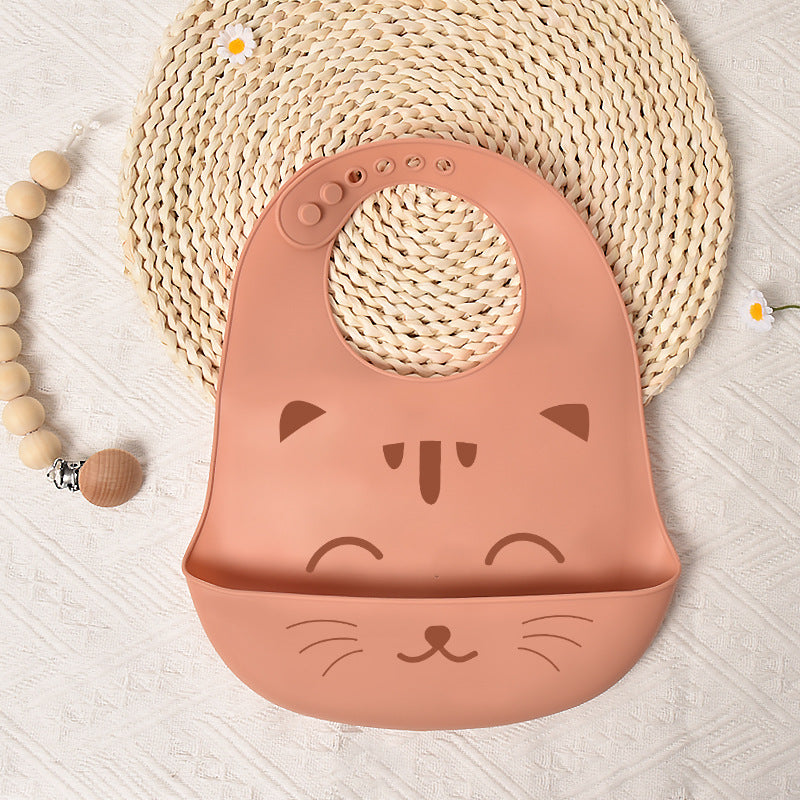 Bavoirs imperméables bébé silicone poche chat