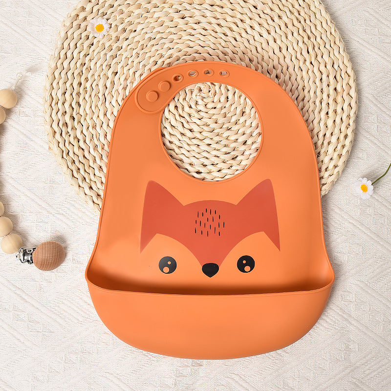 Bavoirs imperméables bébé silicone poche renard