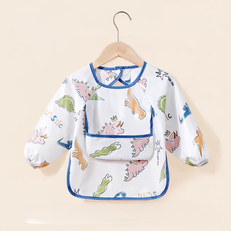 Bavoirs manche longue bébé dinosaure vert