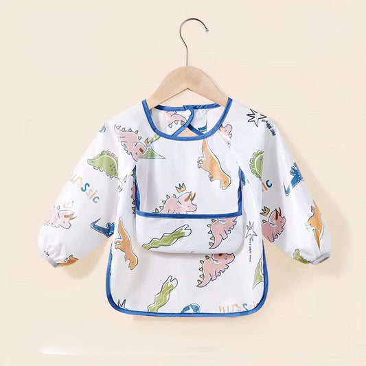 Bavoirs manche longue bébé dinosaure vert