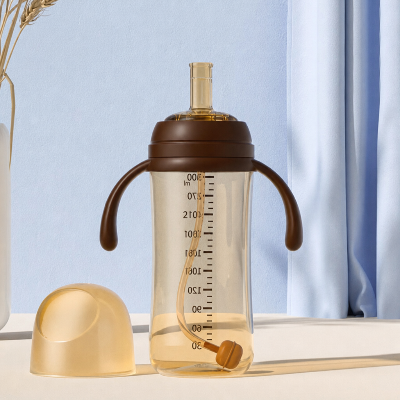 Biberon anti colique brun 300ml avec paille