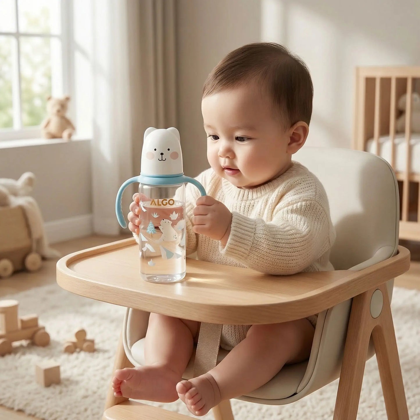 Biberon anti fuite 240ml couvercle blanc