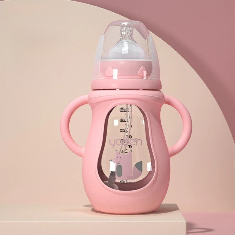 Biberon en verre nature safe rose