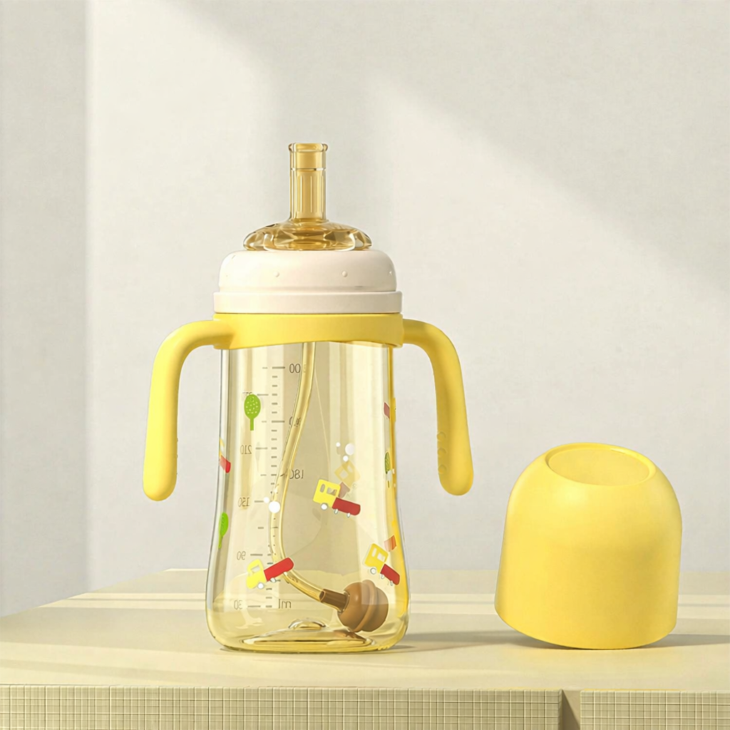 Biberon plastique anti collique 300ml jaune