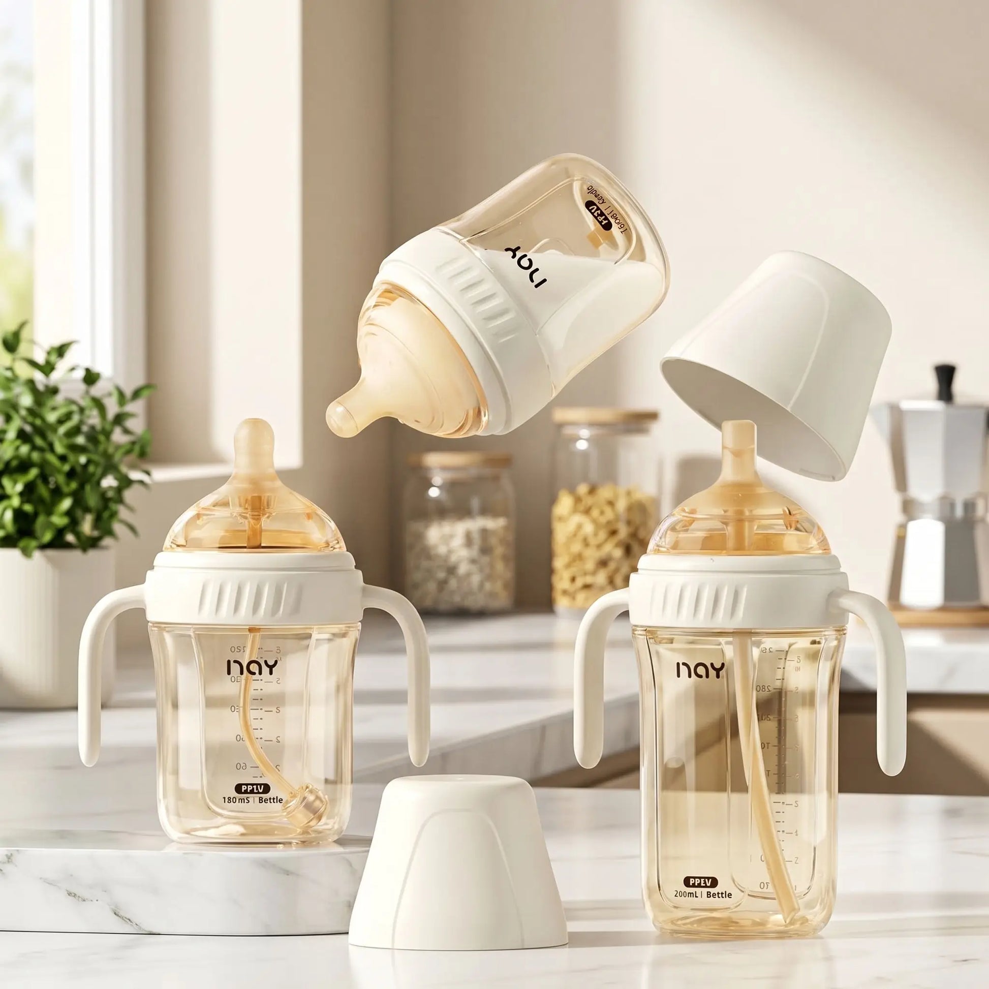 Biberon plastique anti colique transparent avec tétine