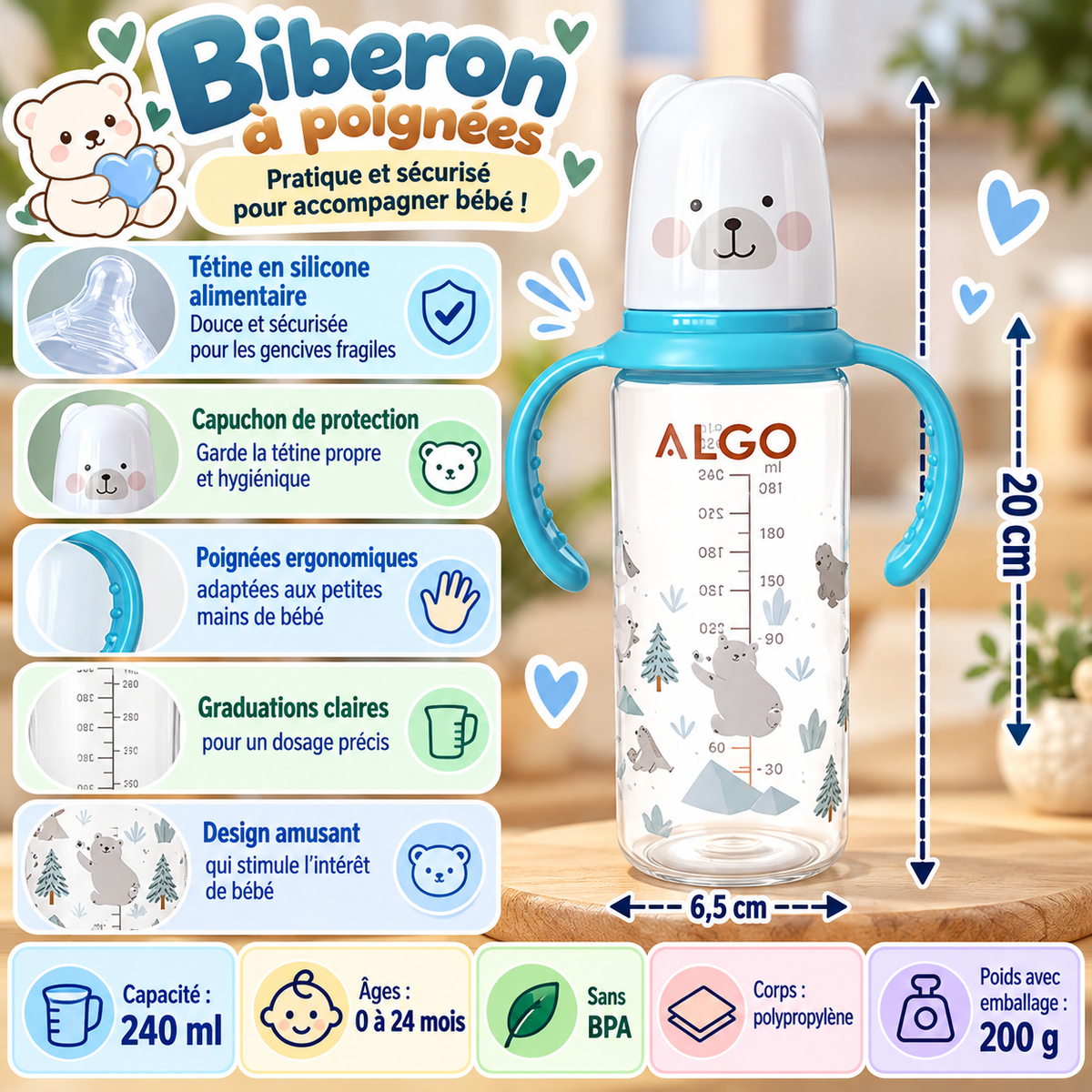 Biberon poignées infographie