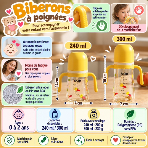 Biberons poignées informations