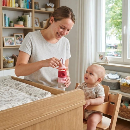 Boite doseuse lait avec bébé et maman