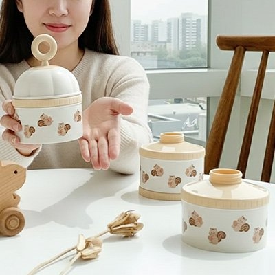 Boite doseuse lait bibmax-écureuil-beige