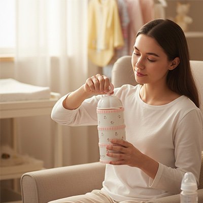 Boite doseuse lait bibmax fleur rose