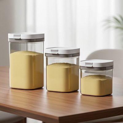 Boite doseuse lait transparent différente grandeur