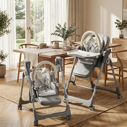 Chaise haute bébé 2 dans 1 gris