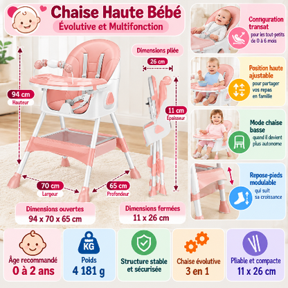 Chaise haute bébé dimensions