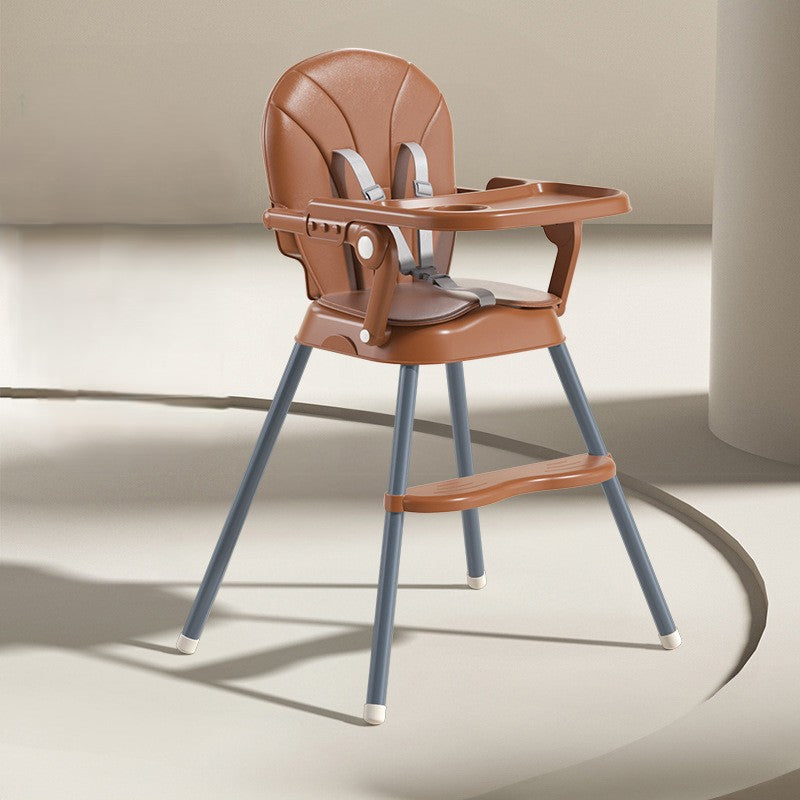 Chaise haute bébé évolutive pliable brune