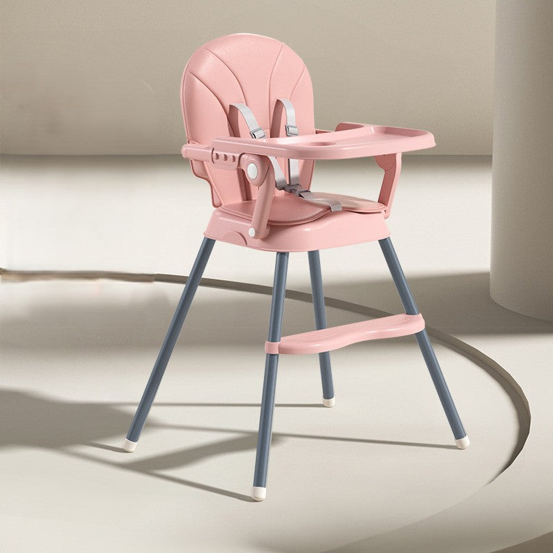 Chaise haute bébé évolutive pliable rose