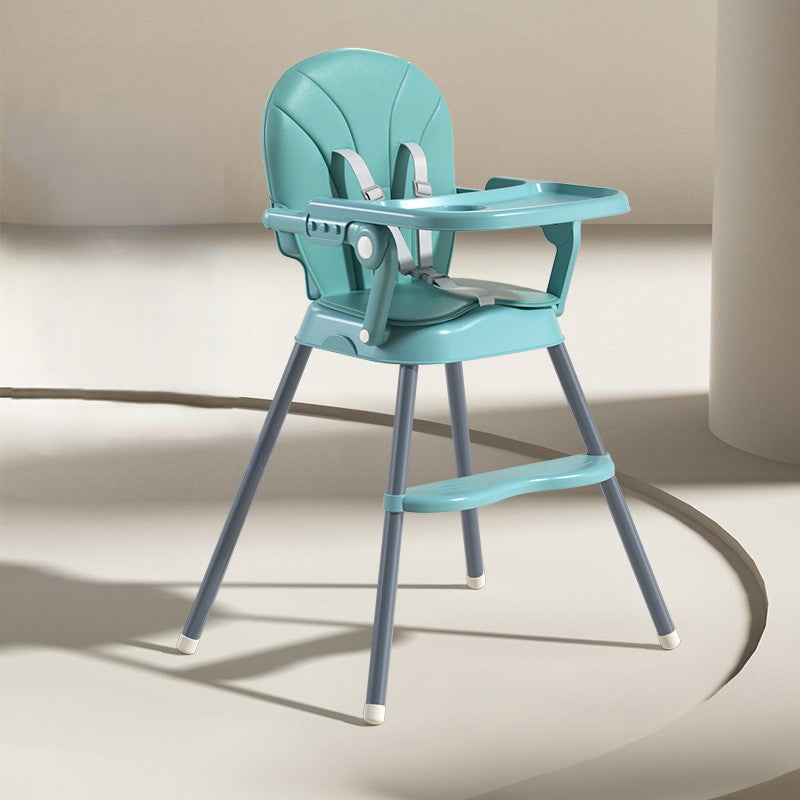 Chaise haute bébé évolutive pliable turquoise