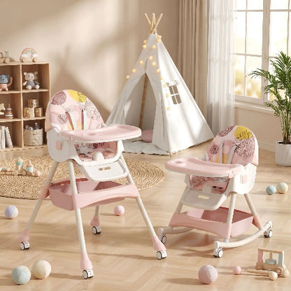 Chaise haute bébé pour fille dans la salle de jeux 