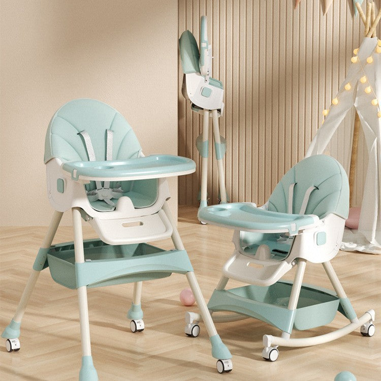 chaise haute bébé pliable avec roulettes verte