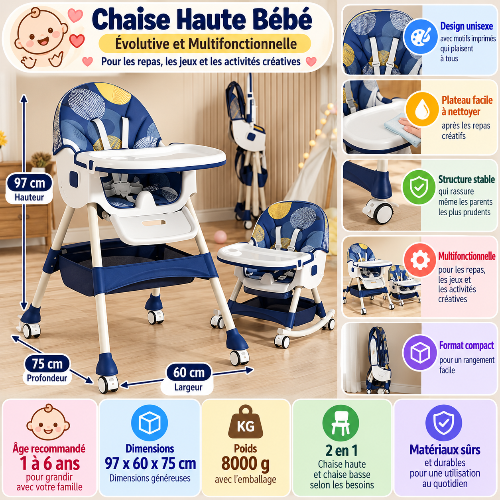 Chaise haute bébé pliable dimensions