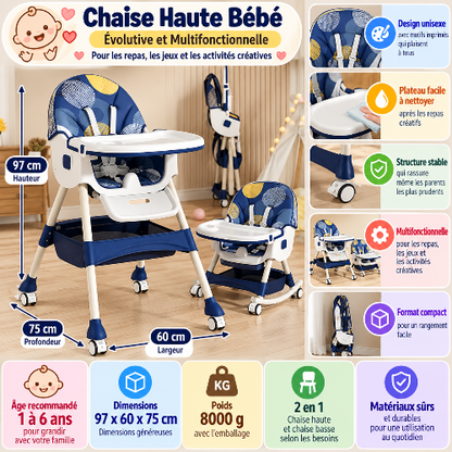 Chaise haute bébé pliable dimensions