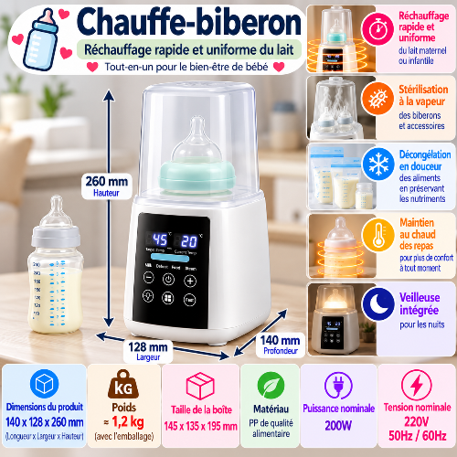 Chauffe biberon chauffe dimensions