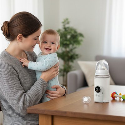Chauffe biberon intelligent avec bébé souriant
