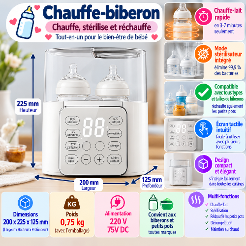 Chauffe biberon température dimensions