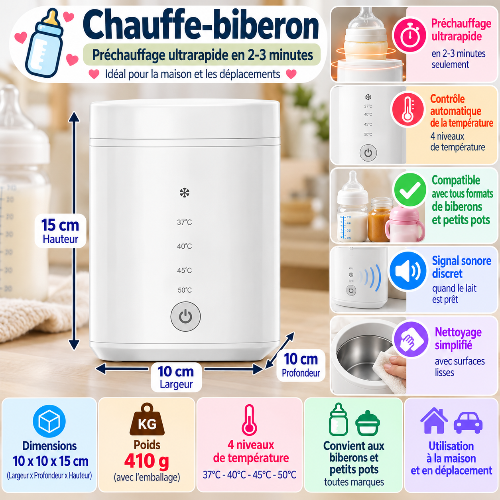 Chauffe biberon ultra rapide dimensions