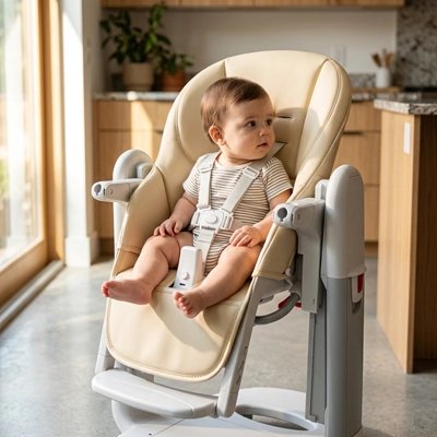 Coussin chaise haute antidérapant lavable beige tatamia