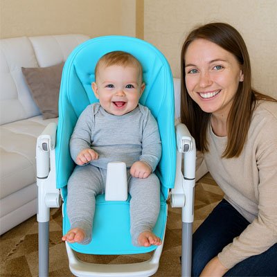 Coussin chaise haute avec maman