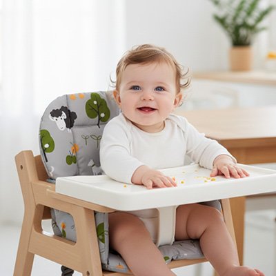 Coussin chaise haute bébé éveillé